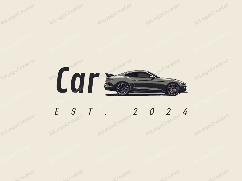 modern design features a sleek car silhouette, a stylized military wolf, and a prominent car tire, combined with a clean background.