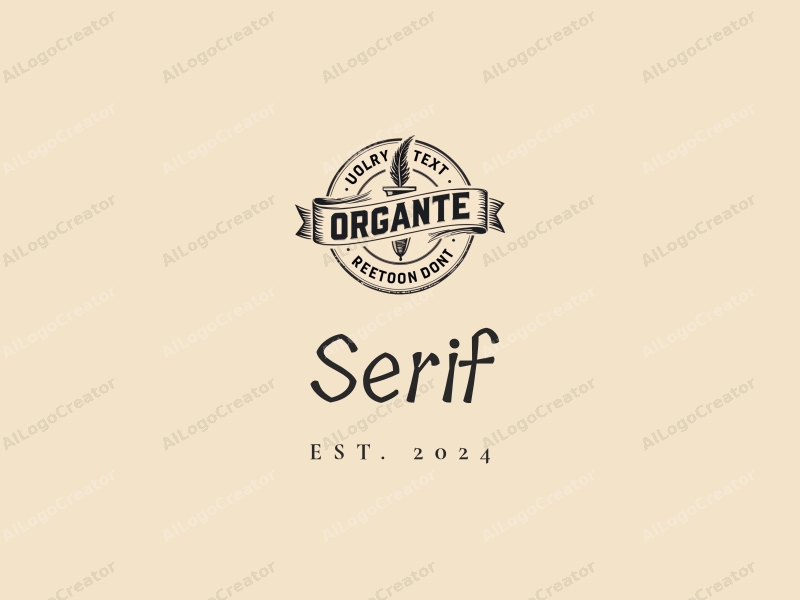 vintage design features elegant serif fonts, stylized paper and ink elements, combined with a clean background.