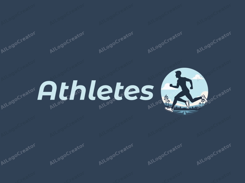 modern design features a dynamic silhouette of a runner in motion, set against a stylized sports field background, emphasizing energy and competition with a clean and simple composition.