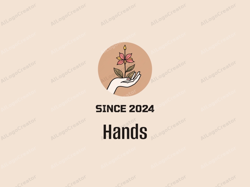 a modern design featuring a hand holding a flower and a candle, with a skin tone color palette, combined with a clean and harmonious background.