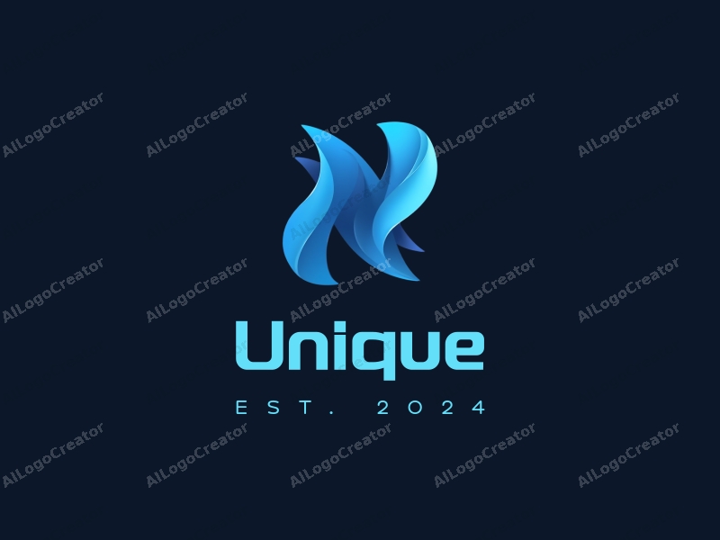 modern design features unique and innovative abstract flowing shapes, combined with a clean background in blue and black colors.