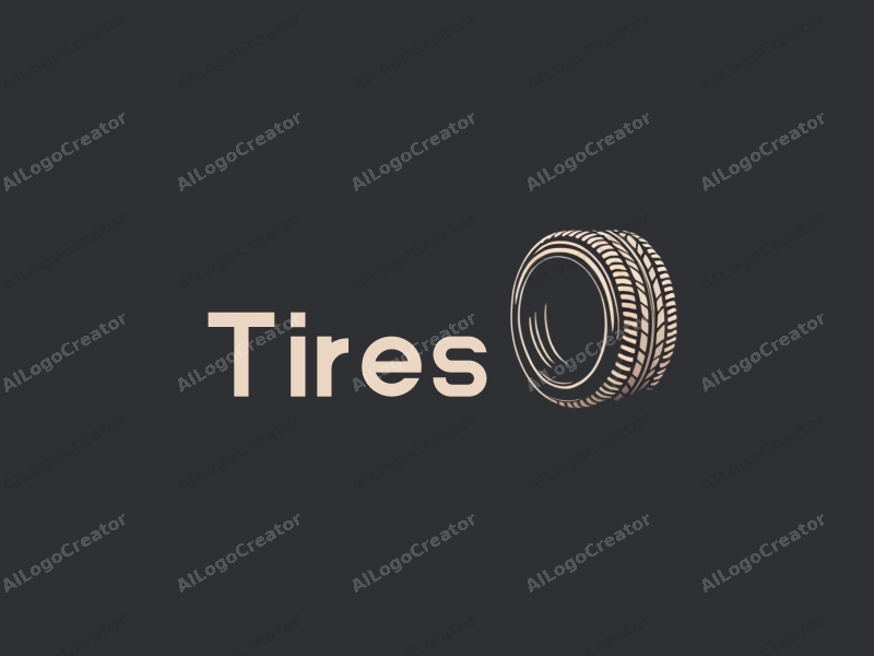 minimalist design features a stylized tire and car tire silhouette, combined with a clean background and a modern design approach.