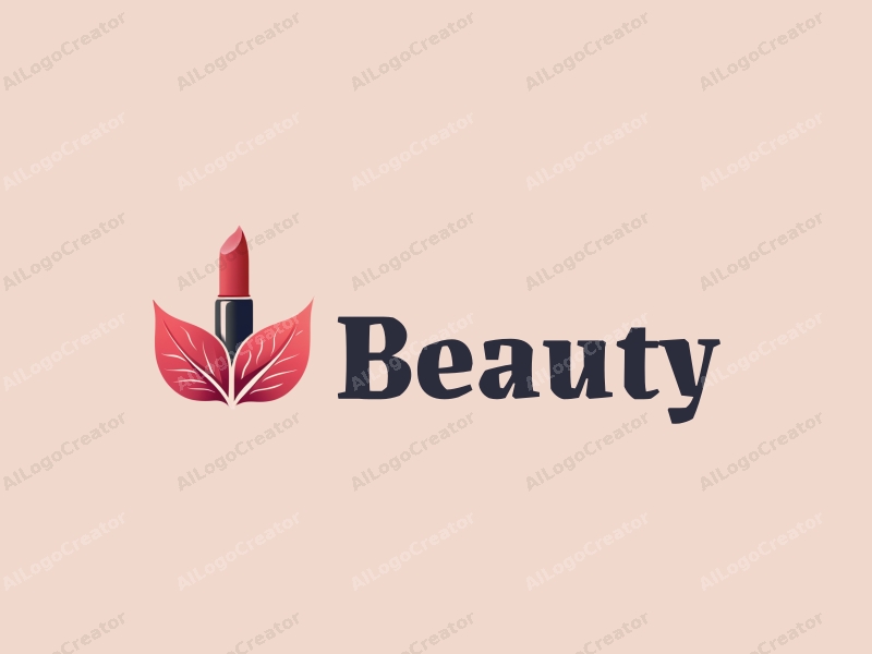 a modern design featuring elements of beauty and makeup, including a stylized lipstick and flower petals, combined with a clean background.