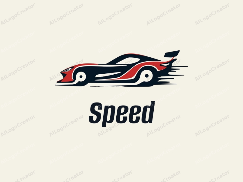 a modern design featuring dynamic lines representing speed, a stylized racing car silhouette, and an abstract engine shape, combined with a clean background.