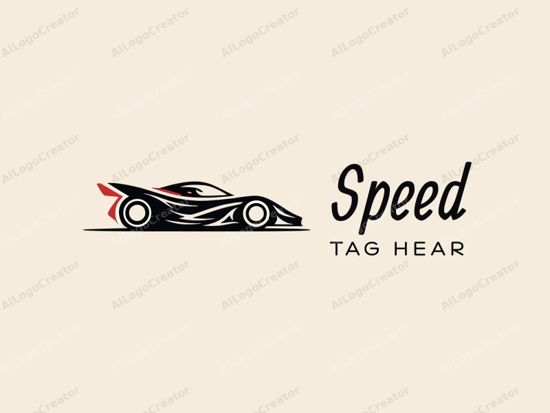 a modern design featuring dynamic lines representing speed, a stylized racing car silhouette, and an abstract engine shape, combined with a clean background.