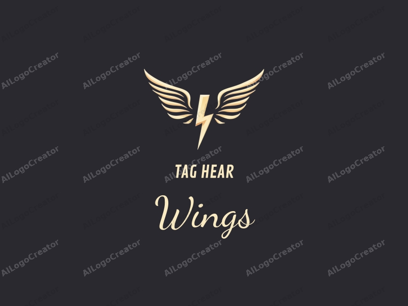 playful design features stylized wings intertwined with lightning bolts, representing flight and creativity, combined with a clean background.