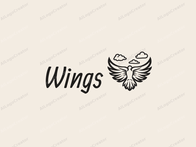 playful design features stylized wings in flight, fluffy clouds, and gentle wind elements combined with a clean background.