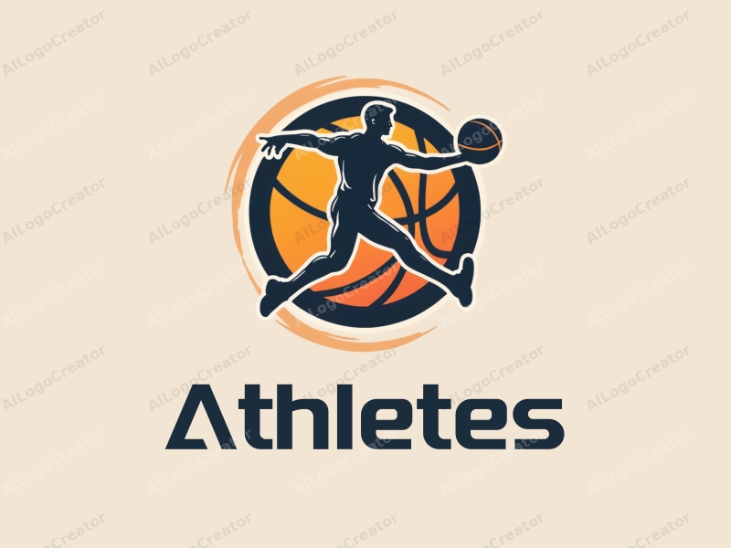 modern design features a dynamic athlete in motion, a stylized basketball, and a trophy, combined with a clean background and a harmonious composition.