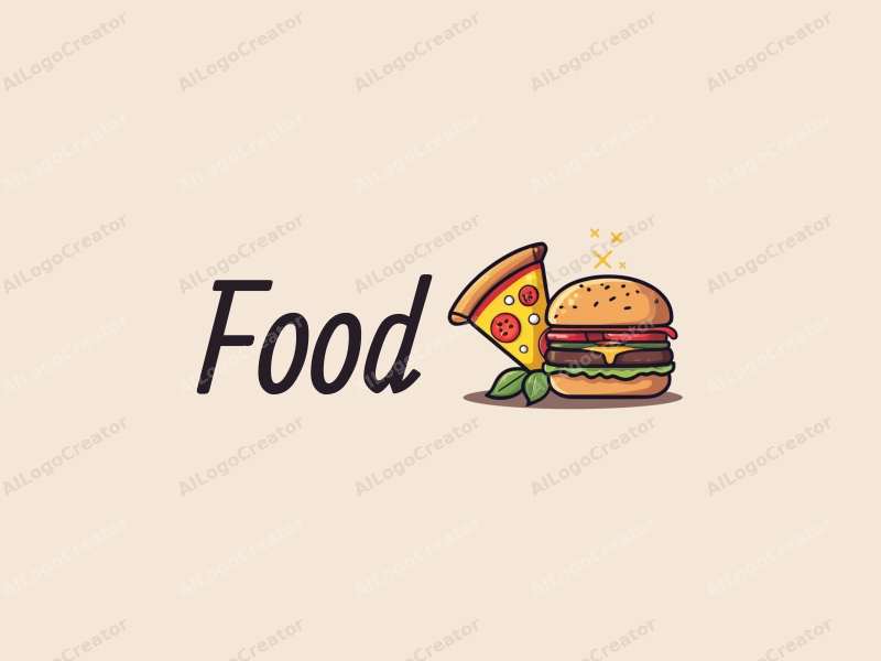 a modern design featuring a vibrant and colorful representation of a pizza and a burger, combined with a clean background and a harmonious layout.