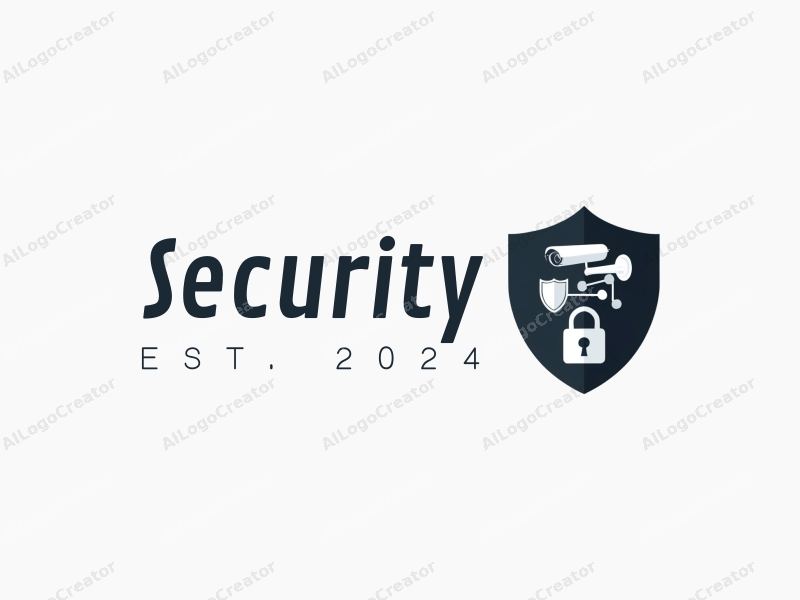 modern design features a protective shield, a stylized surveillance camera, a security lock, and a network shield combined with a clean background.