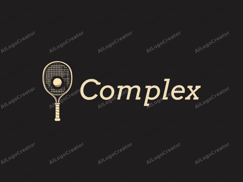 a modern design featuring a stylized racket and ball, with intricate details and a clean black background.