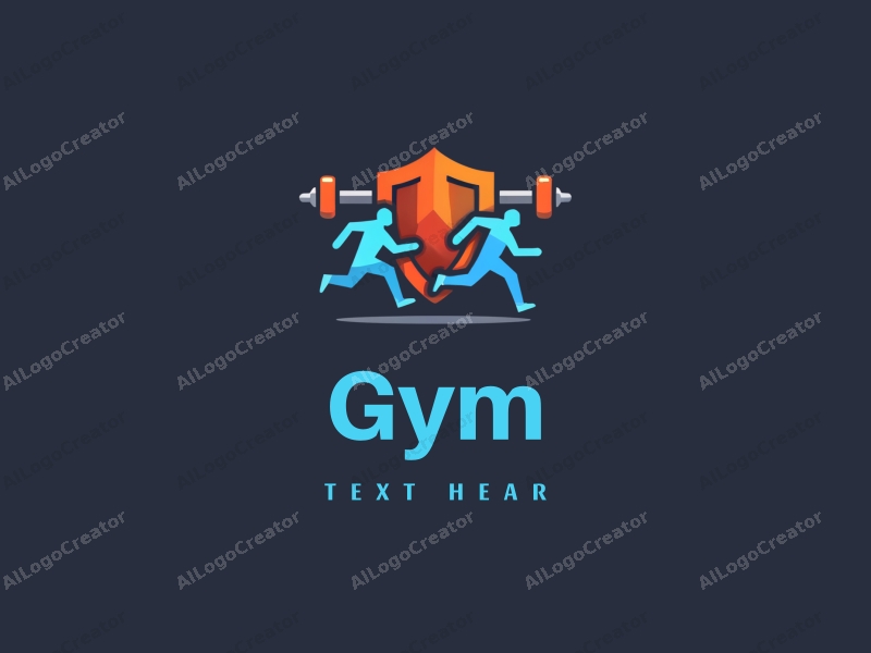 modern design features stylized dumbbells and dynamic runners, combined with a clean background and a harmonious composition.