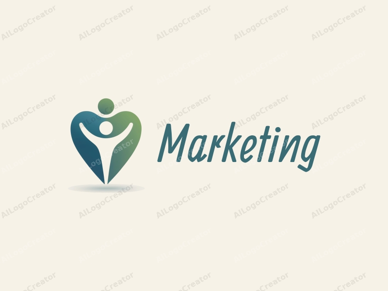 modern design features abstract marketing symbols, a stylized family connection, and a harmonious blend of blue and green colors combined with a clean background.