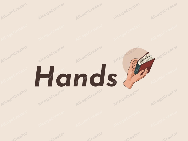 a modern design featuring a hand gently holding a watercolor book, with skin tone colors, set against a clean background, emphasizing simplicity and creativity.