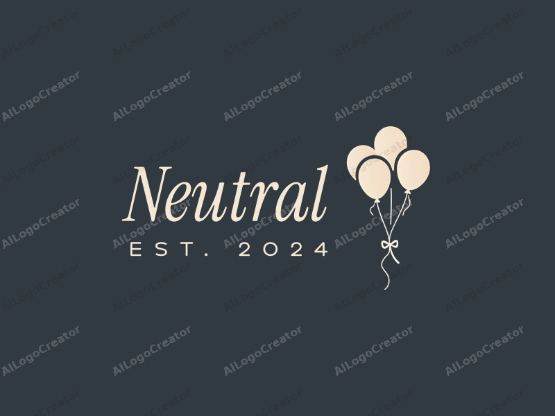 minimalist design features simple balloons and ribbons, emphasizing neutrality and balance, combined with a clean background.