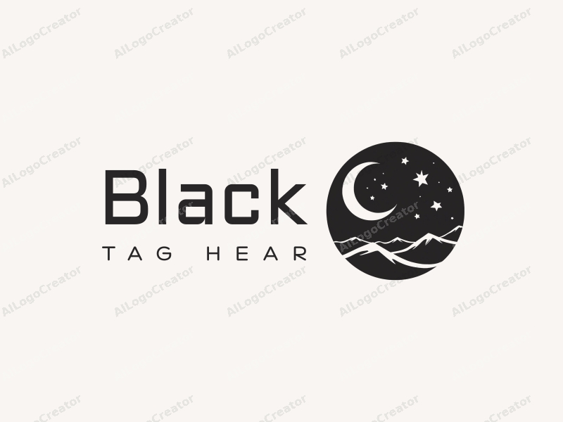 minimalist design features a stylized moon and stars against a black night sky, combined with a clean and simple layout.