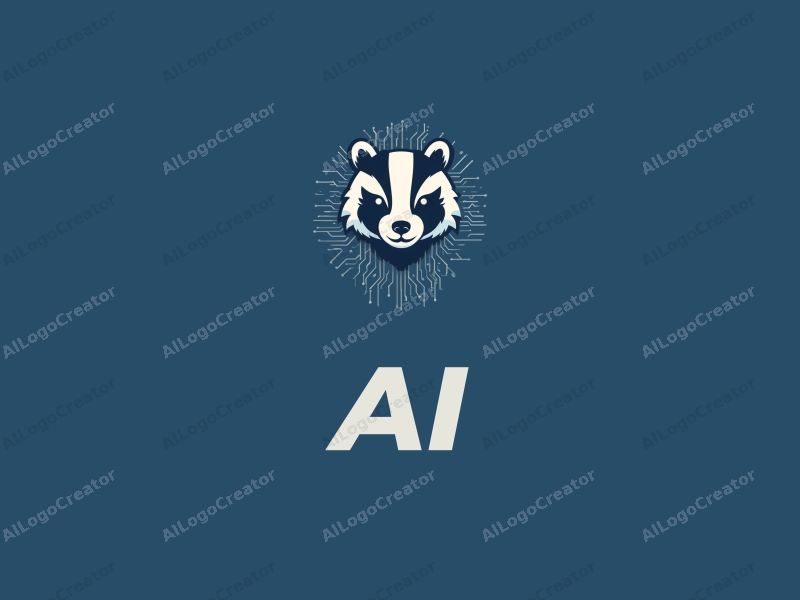 modern design features a stylized badger intertwined with circuit patterns, representing intelligence and algorithms, combined with a clean blue background.