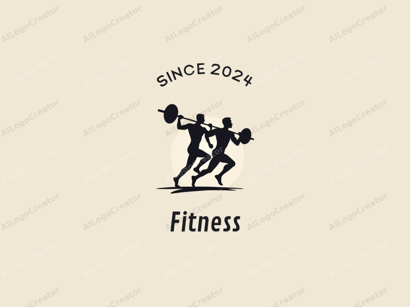 modern design features dynamic silhouettes of a weightlifter and a runner, combined with a clean background and a harmonious layout.