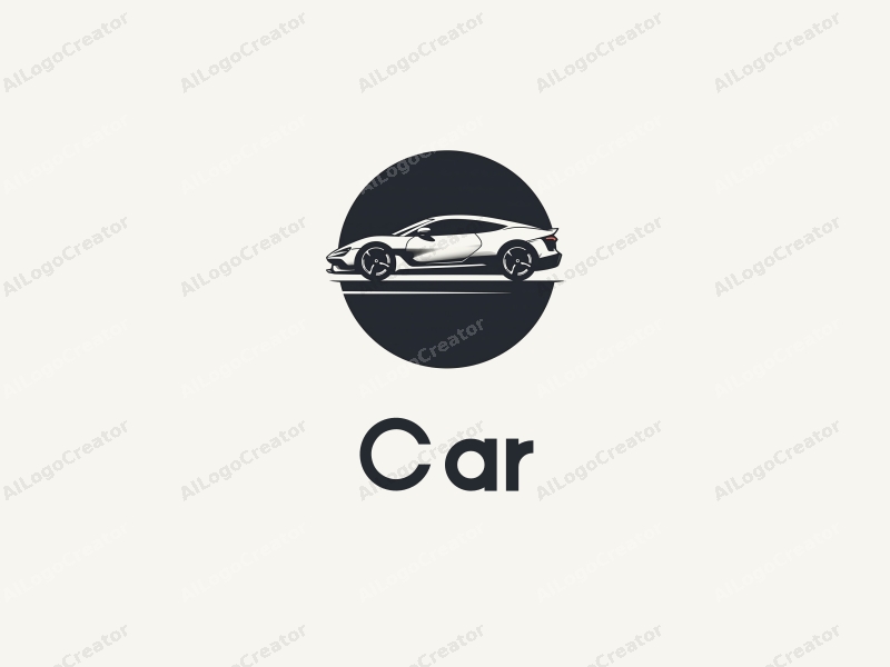 modern design features a sleek car silhouette, an abstract representation of a vehicle and engine, combined with a clean background.