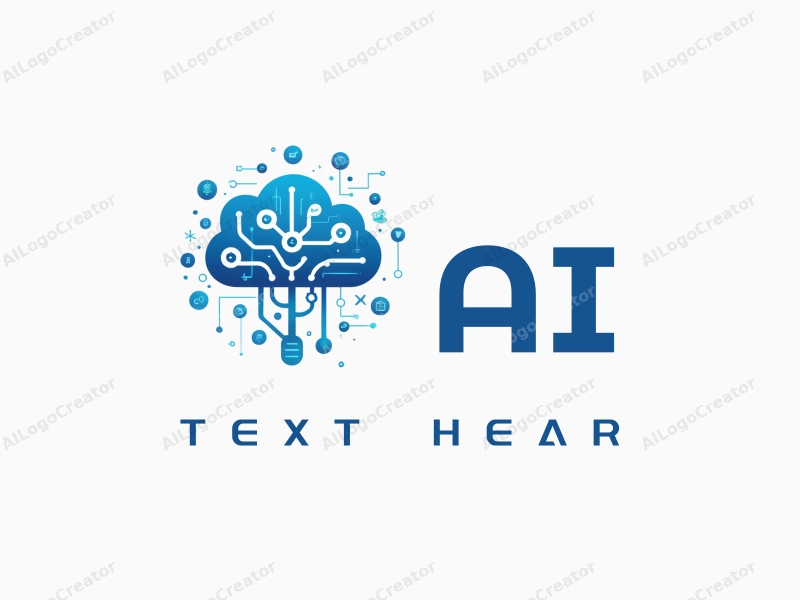 a modern design featuring abstract representations of intelligence and algorithms, intertwined with cloud computing and data flow motifs, using a blue color palette, combined with a clean and simple background.