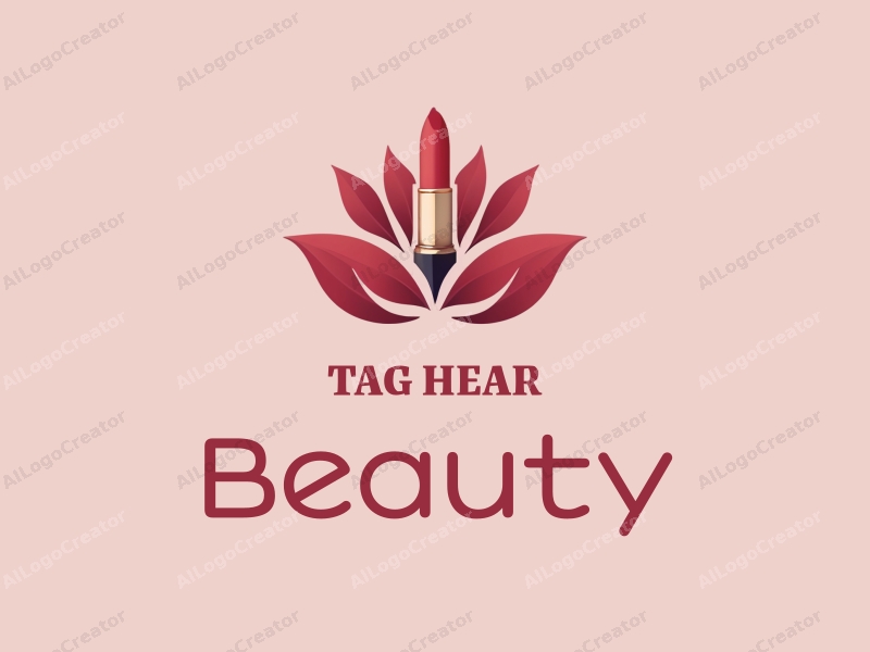 a modern design featuring elegant petals and a stylized lipstick, combined with a clean background and a focus on beauty and makeup elements.