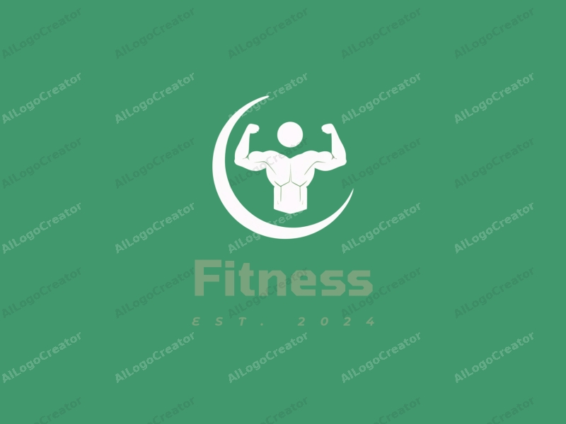 modern design features dynamic fitness elements, a stylized representation of strength and vitality, combined with a clean green background.