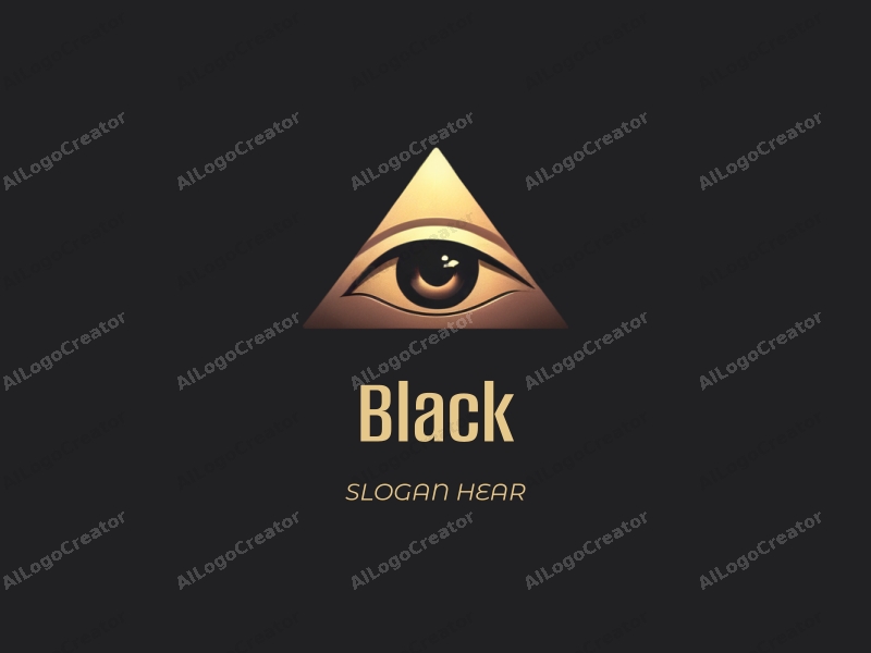 minimalist design features a stylized eye and a pyramid, set against a black background, evoking a sense of mystery and elegance in a night setting.