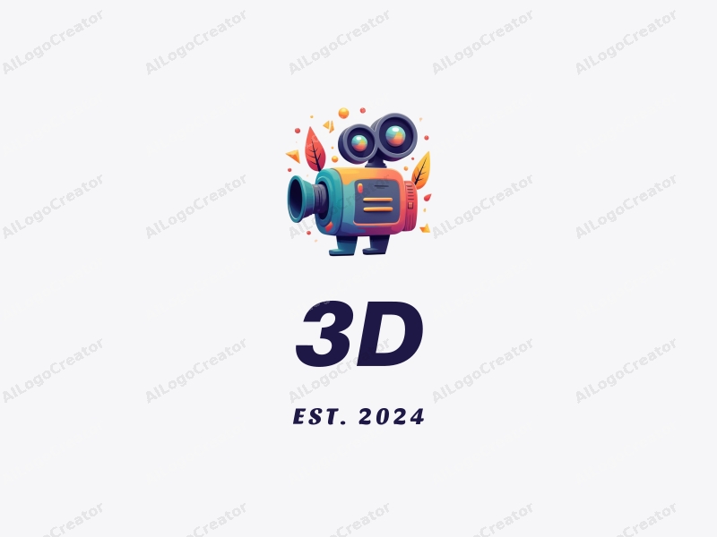 a modern design featuring colorful 3D elements, a stylized video camera, and dynamic animation effects, combined with a clean background.