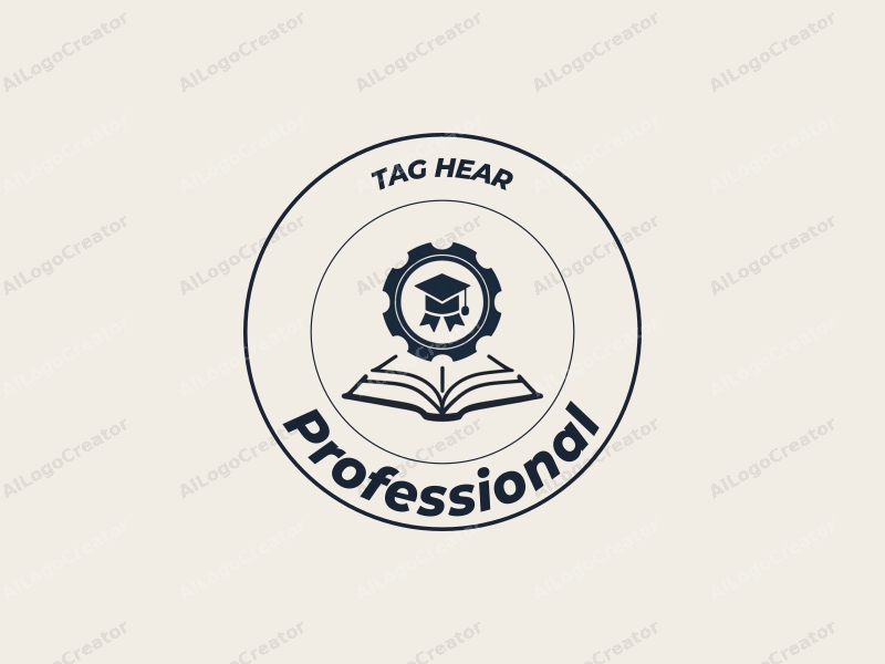 a modern minimalist design featuring a stylized book and a badge, combined with a clean background and a professional, certified look.