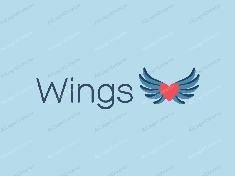 playful design features whimsical wings and a heart shape, symbolizing flight and childhood, combined with a clean blue background.