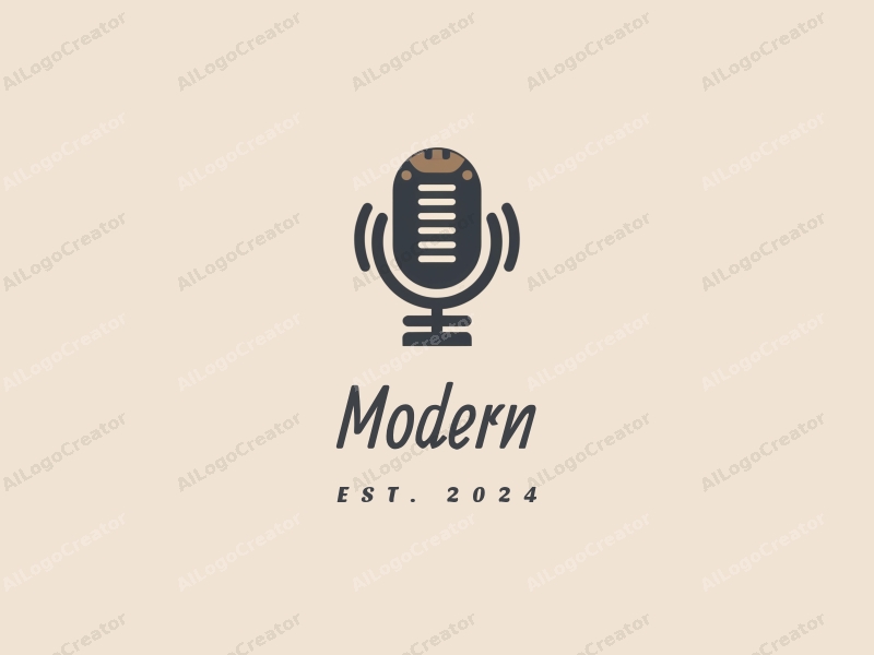 minimalist design features a stylized speaker and footsteps, combined with a tag style approach and a clean background.