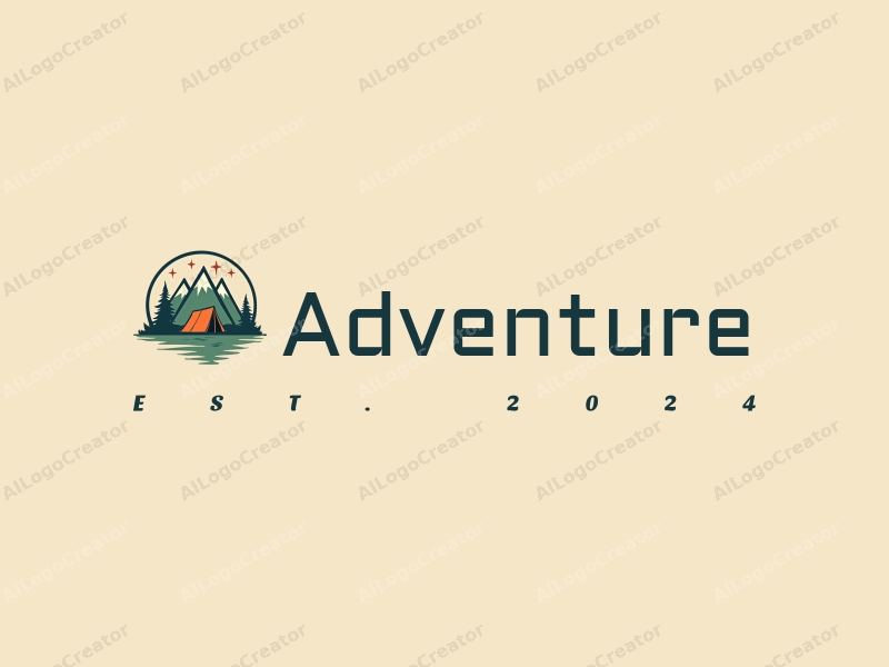 exploratory design features stylized mountains, a compass, and a tent, combined with a clean background that evokes a sense of adventure and excitement.