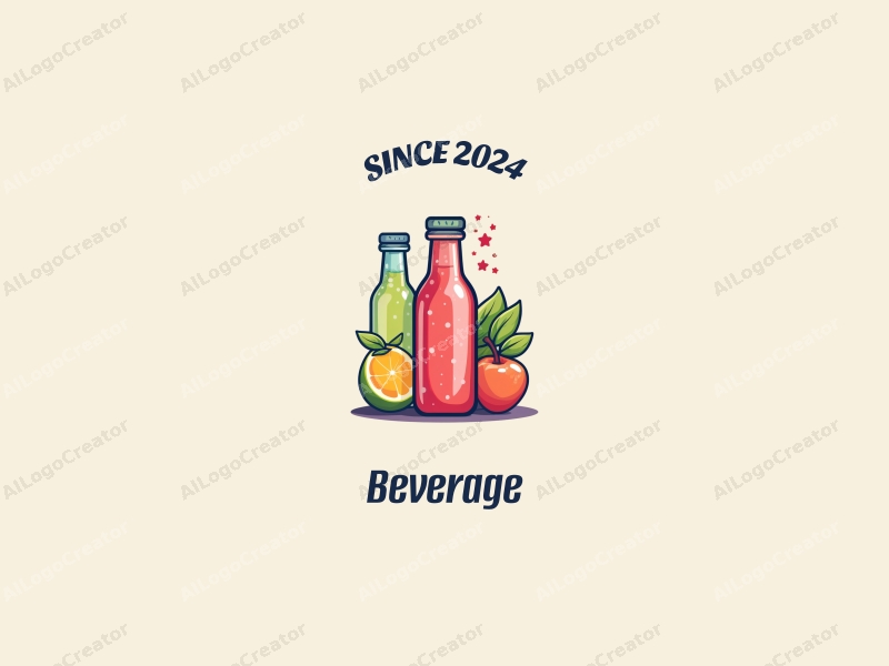 a modern design featuring vibrant juice and sparkling water elements, incorporating a playful and colorful approach combined with a clean background.