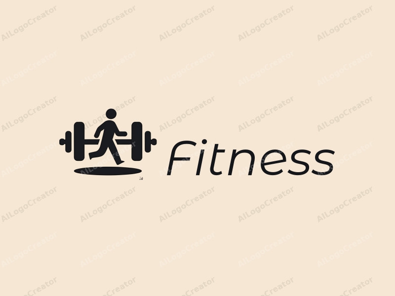 a modern design featuring a stylized dumbbell and a dynamic running figure, combined with a clean background and a harmonious layout.