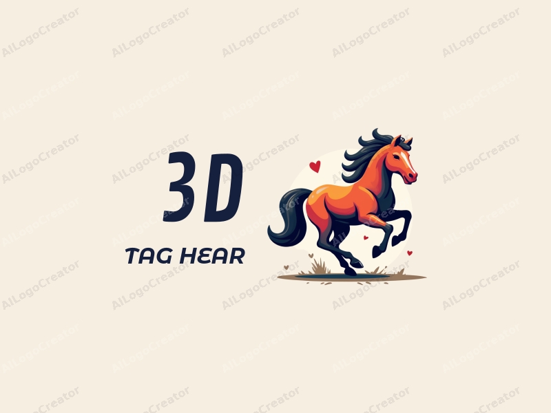 a modern and colorful design featuring a 3D dynamic horse and trophy, utilizing a playful and vibrant approach combined with a clean background.