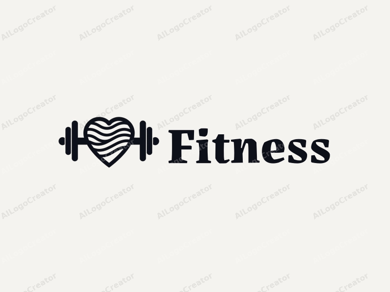 modern design features fitness elements like dumbbells and a stylized heart, combined with wave patterns, creating a clean and harmonious composition.