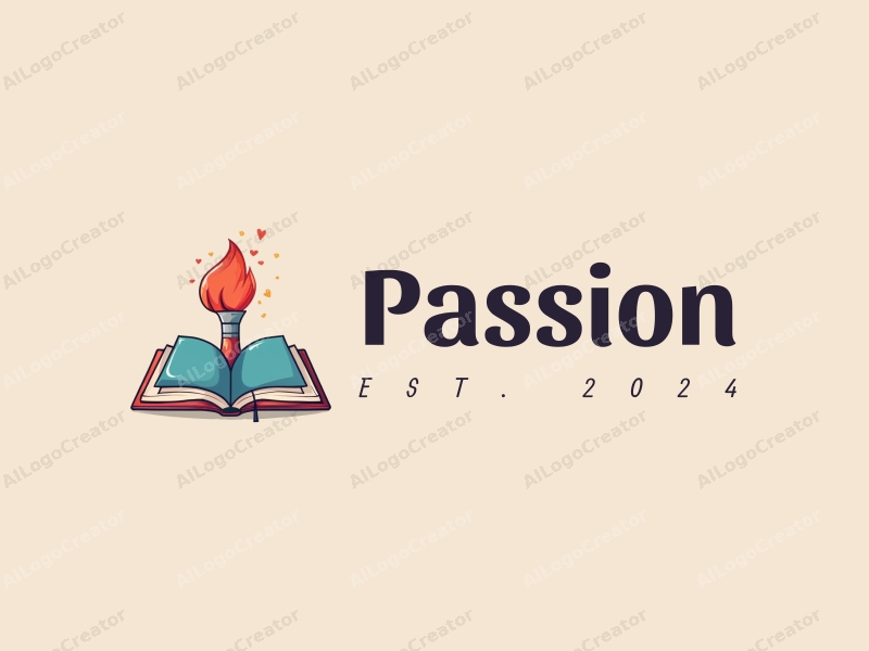 playful design features a vibrant red paintbrush and an open book, symbolizing passion and enthusiasm for art and education, combined with a clean background.