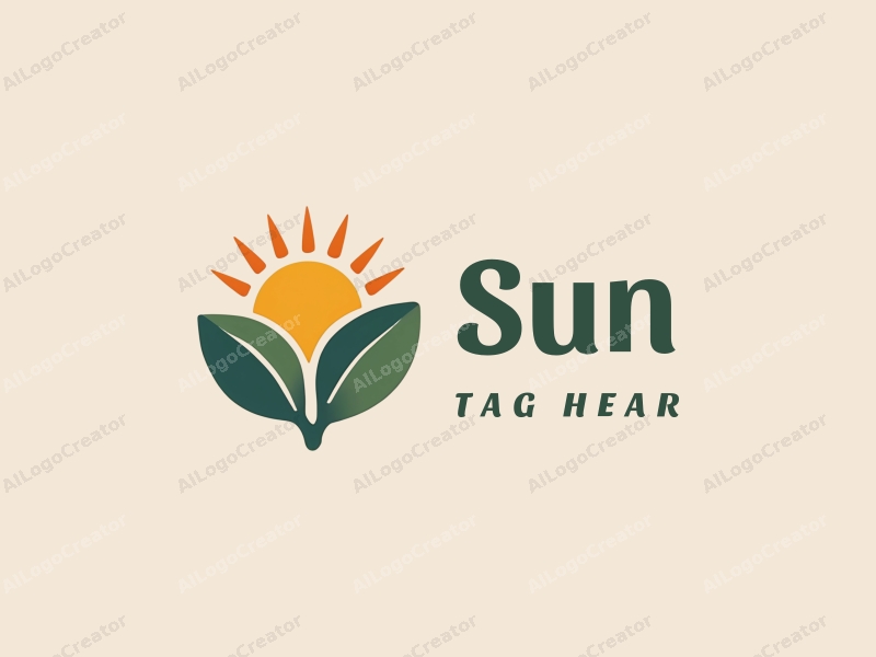 playful design features a stylized sun with rays, vibrant sunshine filtering through playful leaves, combined with a clean background.