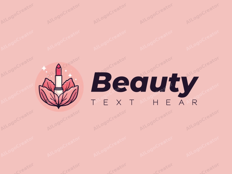 modern design features elegant petals, a stylized lipstick, and beauty elements combined with a clean background.