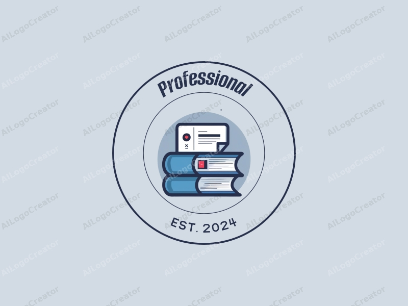 modern design features a stylized book and certificate, representing professionalism and certification, combined with a clean background in blue and gray tones.