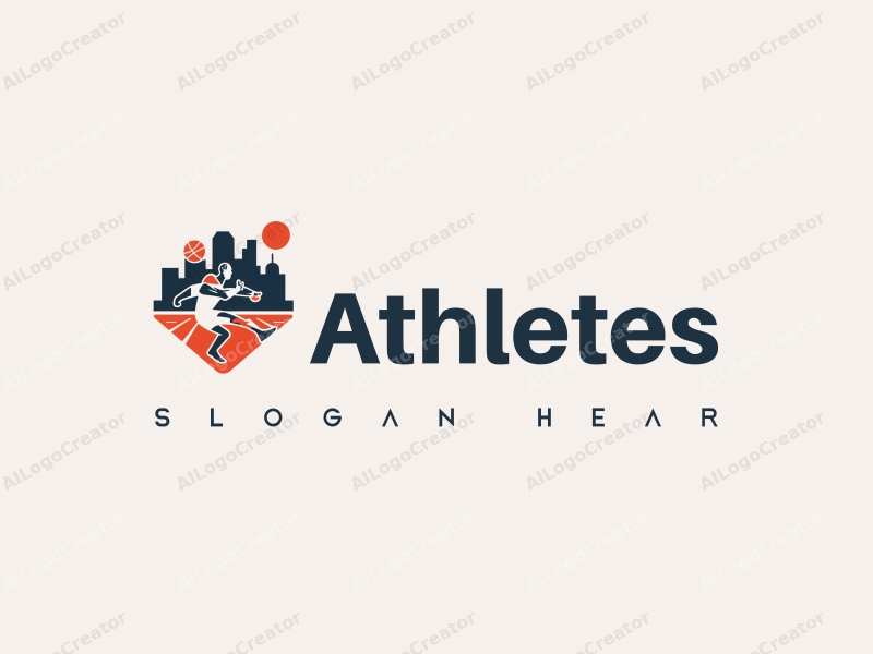 modern design features a dynamic athlete in motion, a stylized basketball, and an abstract representation of a sports arena, combined with a clean background.