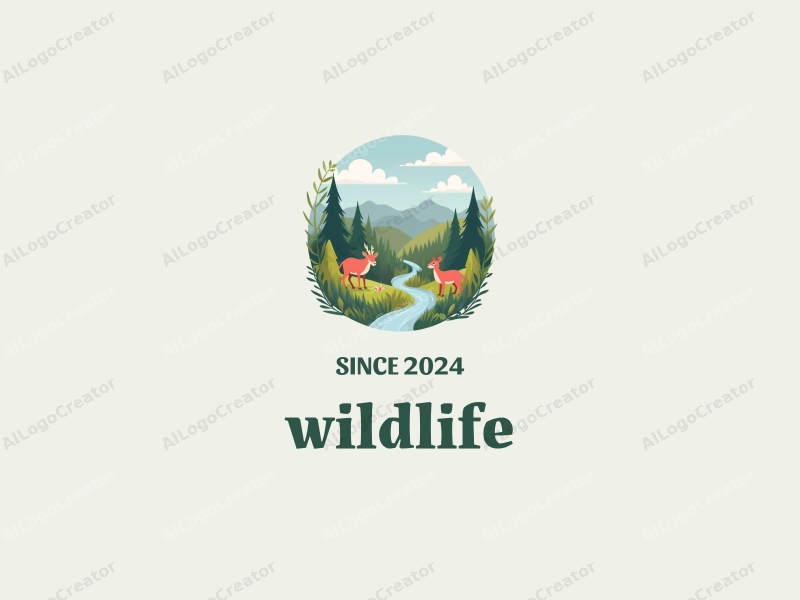 playful design features stylized wildlife, vibrant natural landscapes, and lush vegetation, combined with a clean background that emphasizes ecological protection and education.