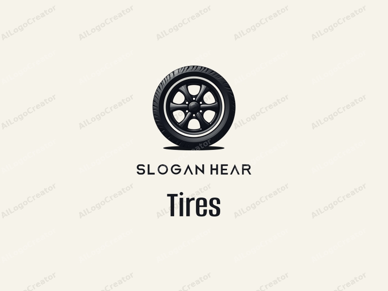 modern design features a stylized tire and car tire silhouette, emphasizing motion with clean lines and a minimalist approach combined with a simple background.