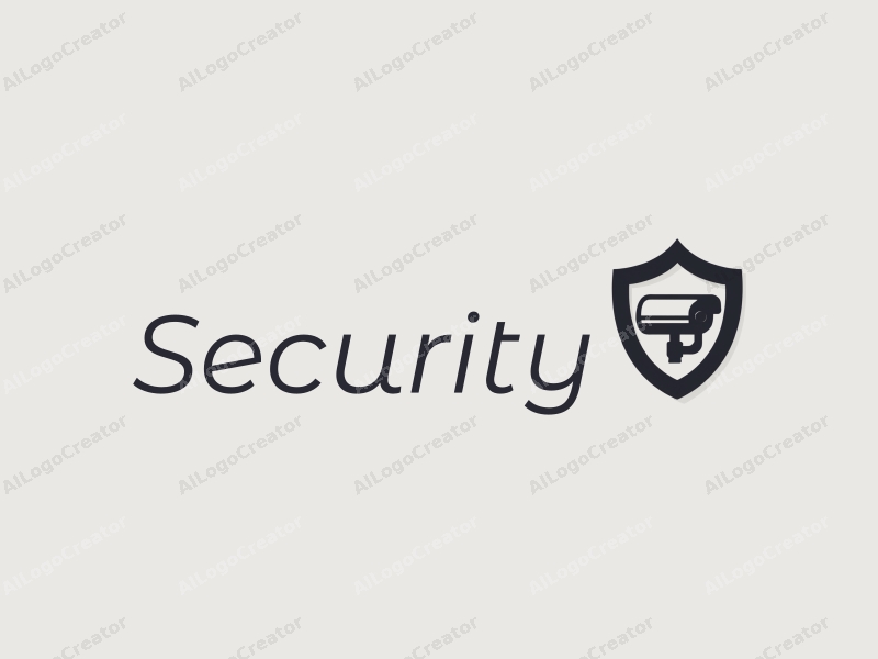 modern design features a stylized shield and a surveillance camera, combined with a clean background and a focus on security themes.