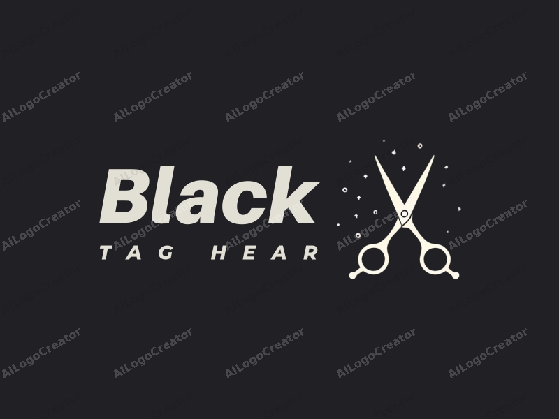 minimalist design features simple scissors and stars, combined with a black background representing night, creating a clean and artistic composition.