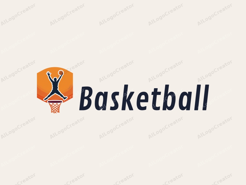 playful design features a dynamic athlete in mid-jump, a stylized basketball hoop, and a vibrant orange color palette combined with a clean background.