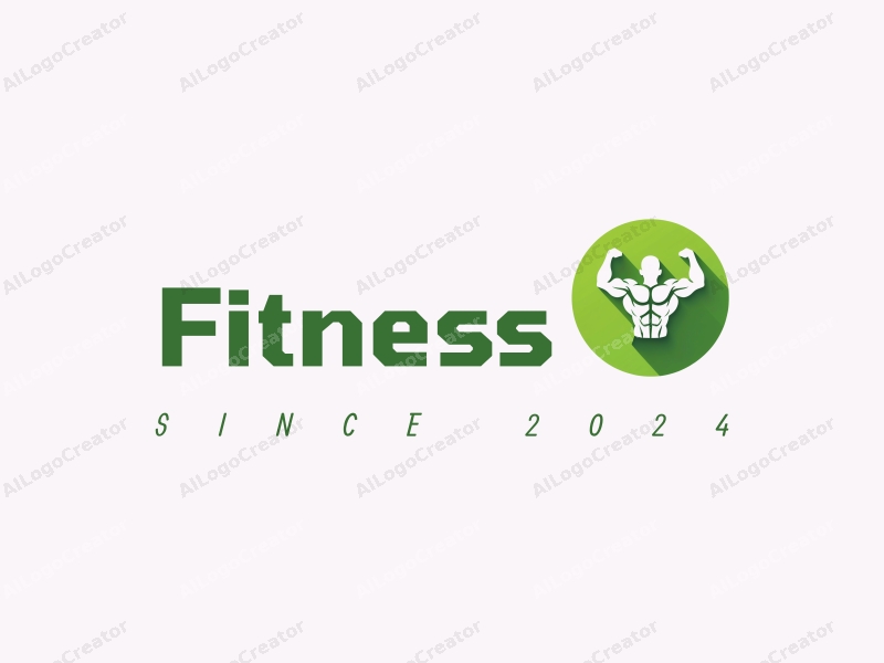 modern design features dynamic fitness elements, a stylized representation of strength and vitality, combined with a clean green background.