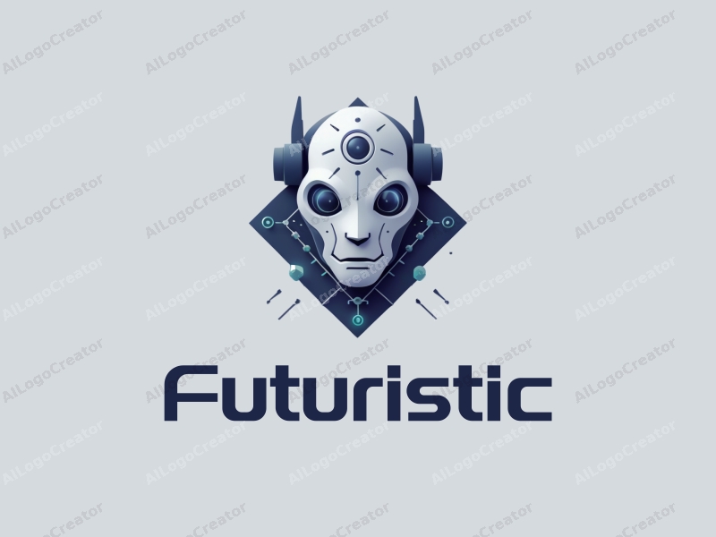 a modern design showcasing a stylized robot and a chip, emphasizing futuristic and innovative themes, combined with a clean background in silver and blue tones.