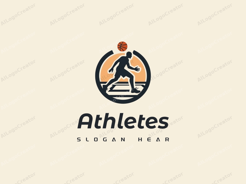 modern design features a dynamic athlete in motion, a stylized basketball, and a minimalist court layout combined with a clean background.