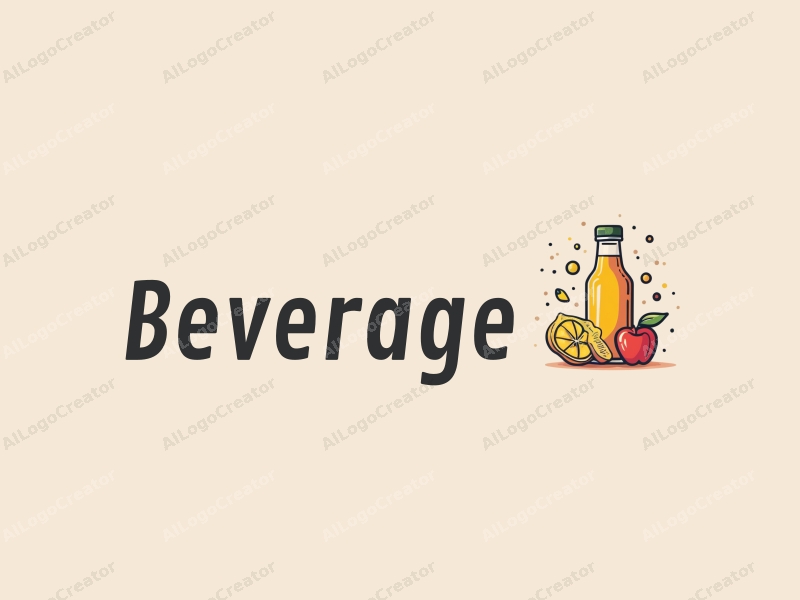 a modern design featuring a colorful beverage bottle and juice elements, combined with a clean background and a harmonious layout.